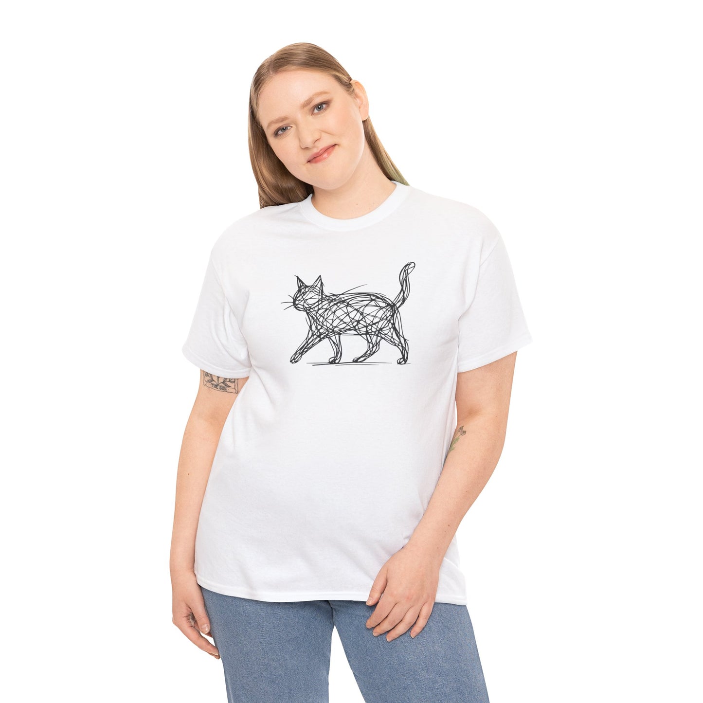 Bengal Cat Line Art T-Shirt — Minimalist Walking Cat Graphic Tee
