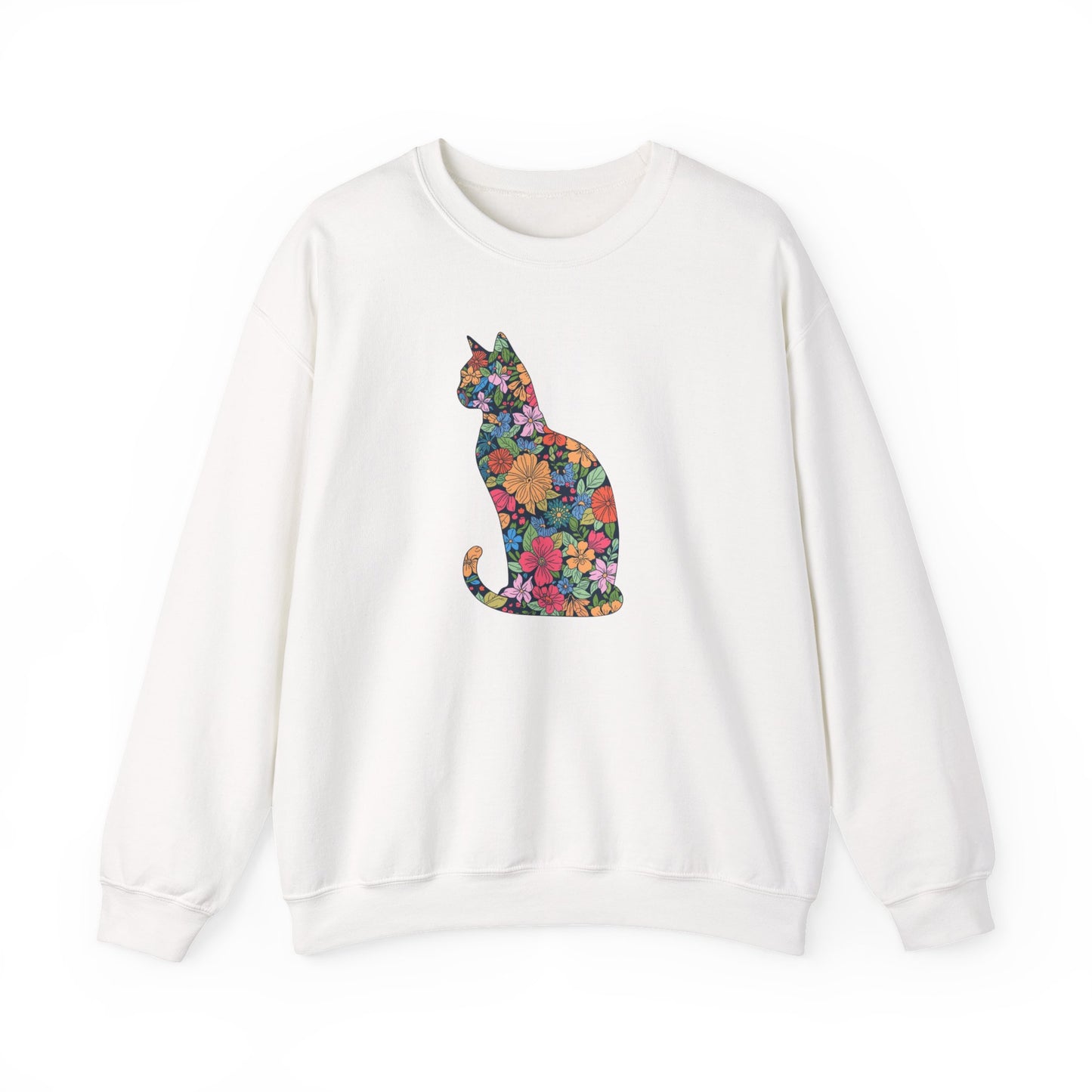 Domestic Medium Hair - Floral Cat Silhouette Sweatshirt