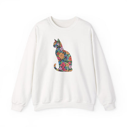 Domestic Medium Hair - Floral Cat Silhouette Sweatshirt