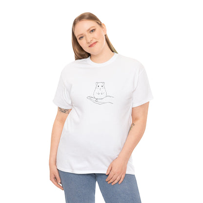 Hamster In Hand Tee - Minimal Cute Pet Illustration T-Shirt
