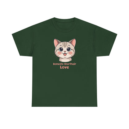 Domestic Shorthair Cat Love T-Shirt — Cute Kitten Graphic Tee