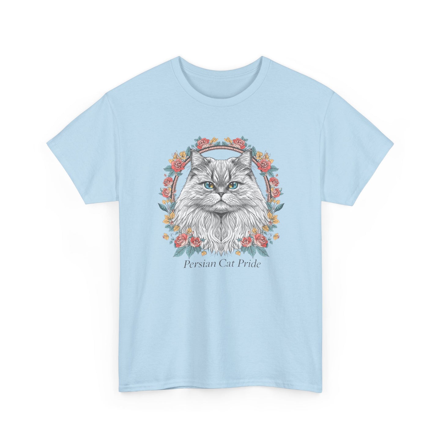 Cat Portrait Tee — "Purrson of Power" Floral Maine Coon Graphic T-Shirt