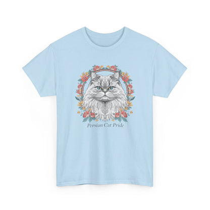 Cat Portrait Tee — "Purrson of Power" Floral Maine Coon Graphic T-Shirt