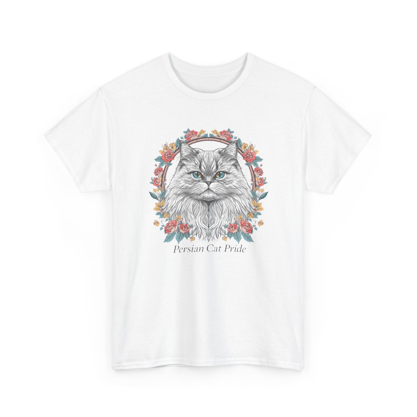 Cat Portrait Tee — "Purrson of Power" Floral Maine Coon Graphic T-Shirt