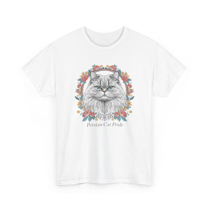 Cat Portrait Tee — "Purrson of Power" Floral Maine Coon Graphic T-Shirt