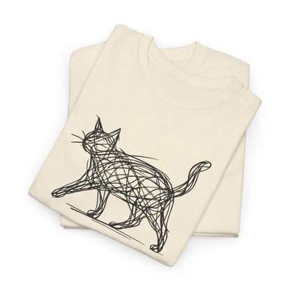 Bengal Cat Line Art T-Shirt — Minimalist Walking Cat Graphic Tee