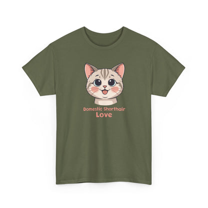 Domestic Shorthair Cat Love T-Shirt — Cute Kitten Graphic Tee