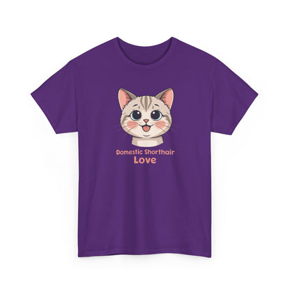 Domestic Shorthair Cat Love T-Shirt — Cute Kitten Graphic Tee