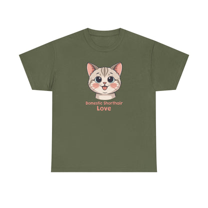 Domestic Shorthair Cat Love T-Shirt — Cute Kitten Graphic Tee