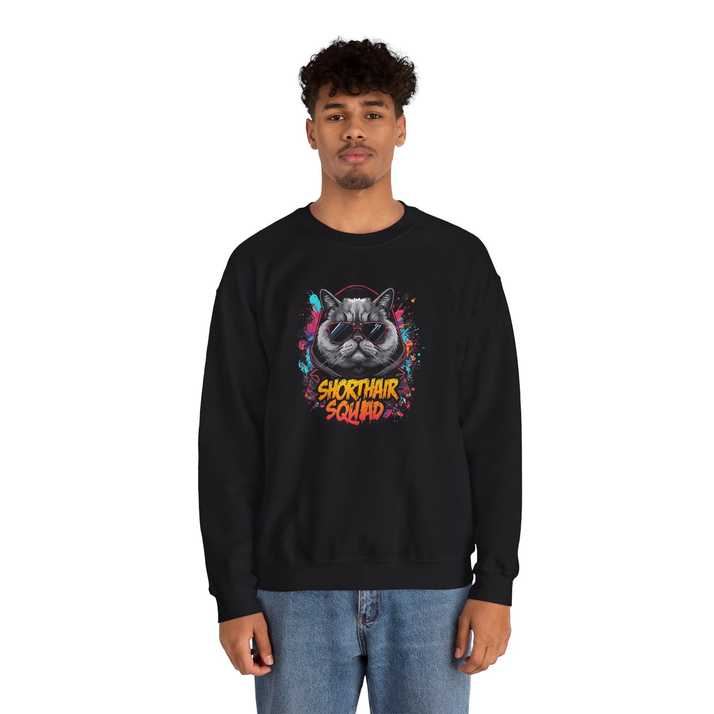 Shorthair Squad Cat Sweatshirt – Graphic Crewneck for Cat Lovers