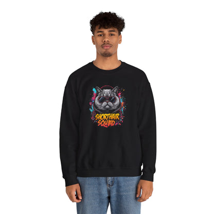 Shorthair Squad Cat Sweatshirt – Graphic Crewneck for Cat Lovers