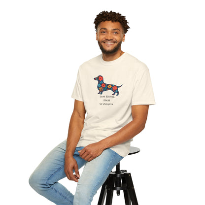 Dachshund Floral Graphic Tee | Low Rider High Standards Sausage Dog Shirt