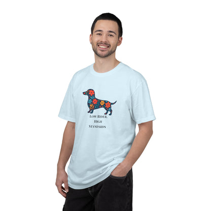 Dachshund Floral Graphic Tee | Low Rider High Standards Sausage Dog Shirt