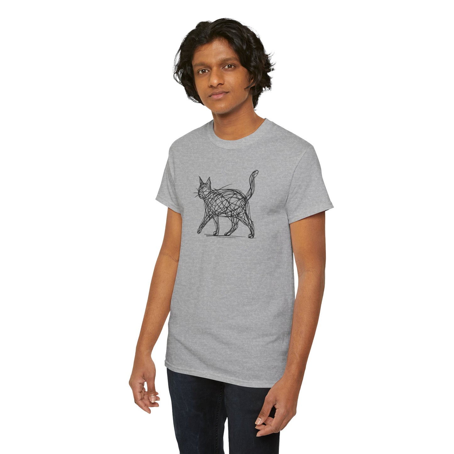 Bengal Cat Line Art T-Shirt — Minimalist Walking Cat Graphic Tee