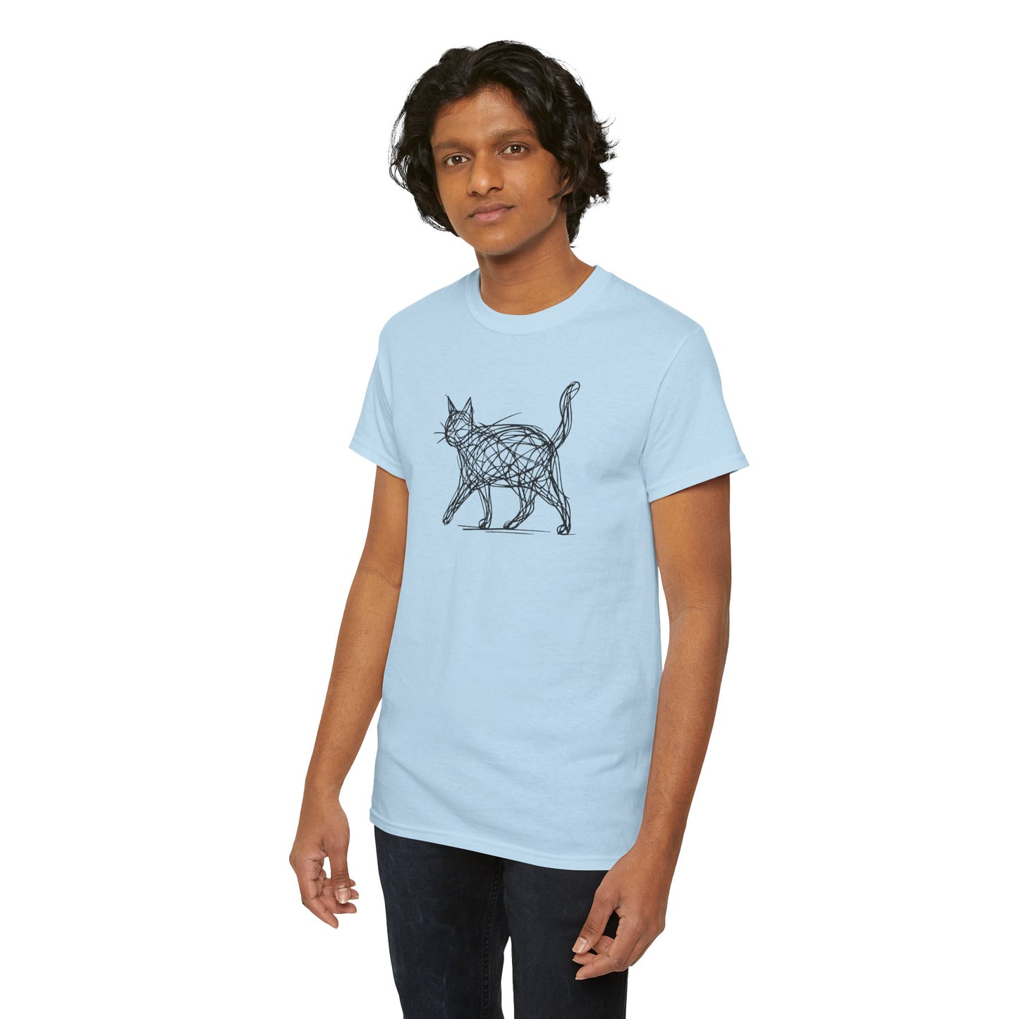 Bengal Cat Line Art T-Shirt — Minimalist Walking Cat Graphic Tee