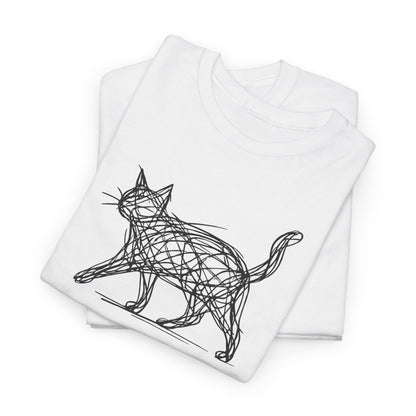 Bengal Cat Line Art T-Shirt — Minimalist Walking Cat Graphic Tee