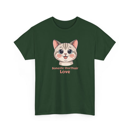 Domestic Shorthair Cat Love T-Shirt — Cute Kitten Graphic Tee