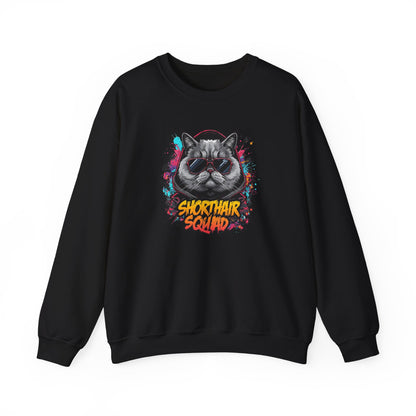 Shorthair Squad Cat Sweatshirt – Graphic Crewneck for Cat Lovers