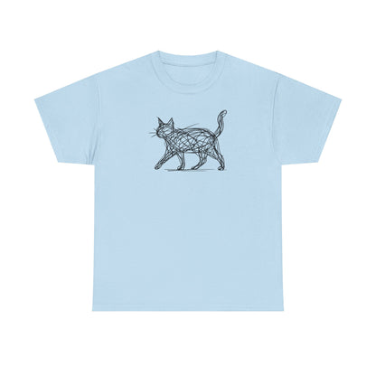Bengal Cat Line Art T-Shirt — Minimalist Walking Cat Graphic Tee