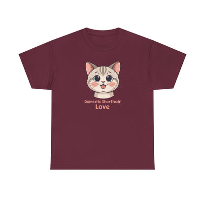 Domestic Shorthair Cat Love T-Shirt — Cute Kitten Graphic Tee