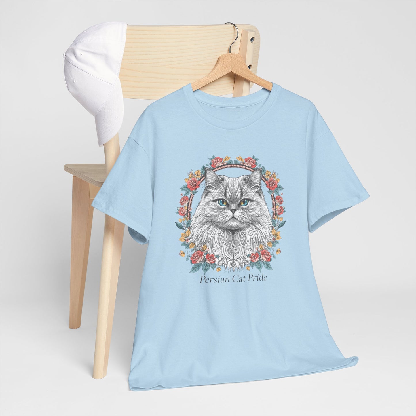 Cat Portrait Tee — "Purrson of Power" Floral Maine Coon Graphic T-Shirt