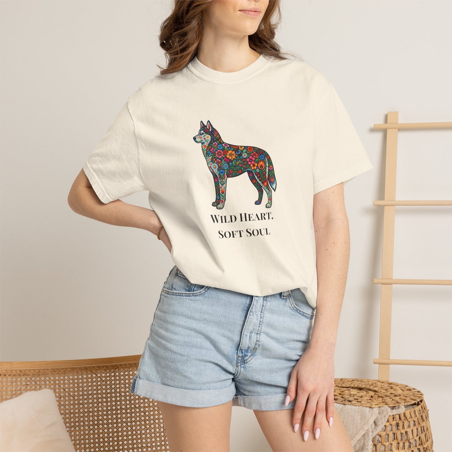 Floral Husky T-Shirt- "Wild Heart, Soft Soul" Graphic Tee