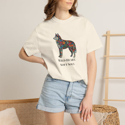 Floral Husky T-Shirt- "Wild Heart, Soft Soul" Graphic Tee