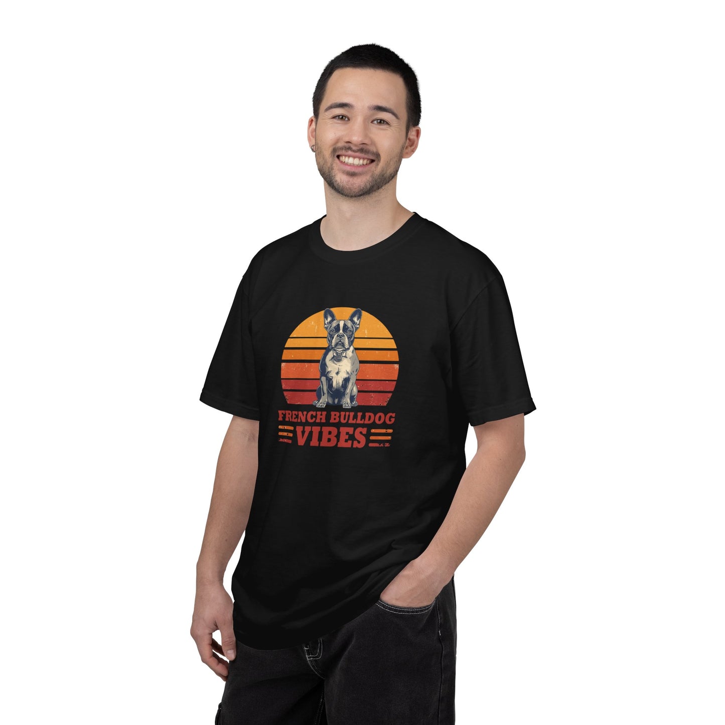 French Bulldog Vibes T-Shirt — Retro Sunset Dog Graphic Tee