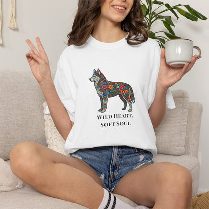 Floral Husky T-Shirt- "Wild Heart, Soft Soul" Graphic Tee