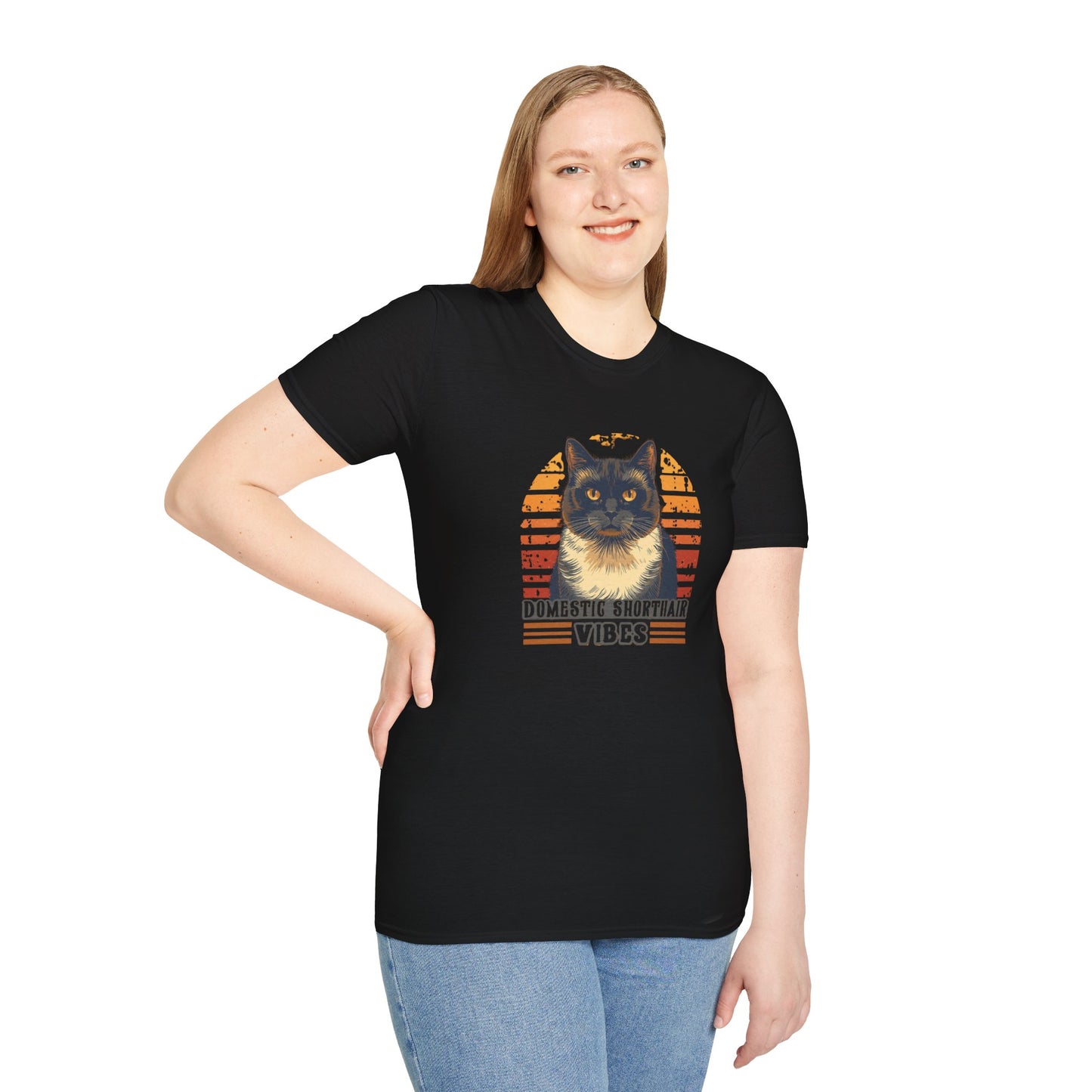 Domestic Shorthair Vibes T-Shirt — Retro Cat Lover Tee