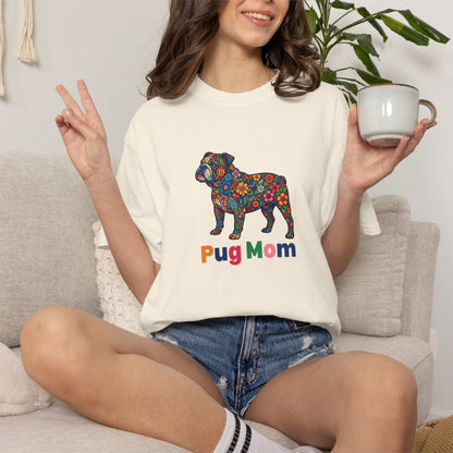 Pug Mom Floral T-Shirt