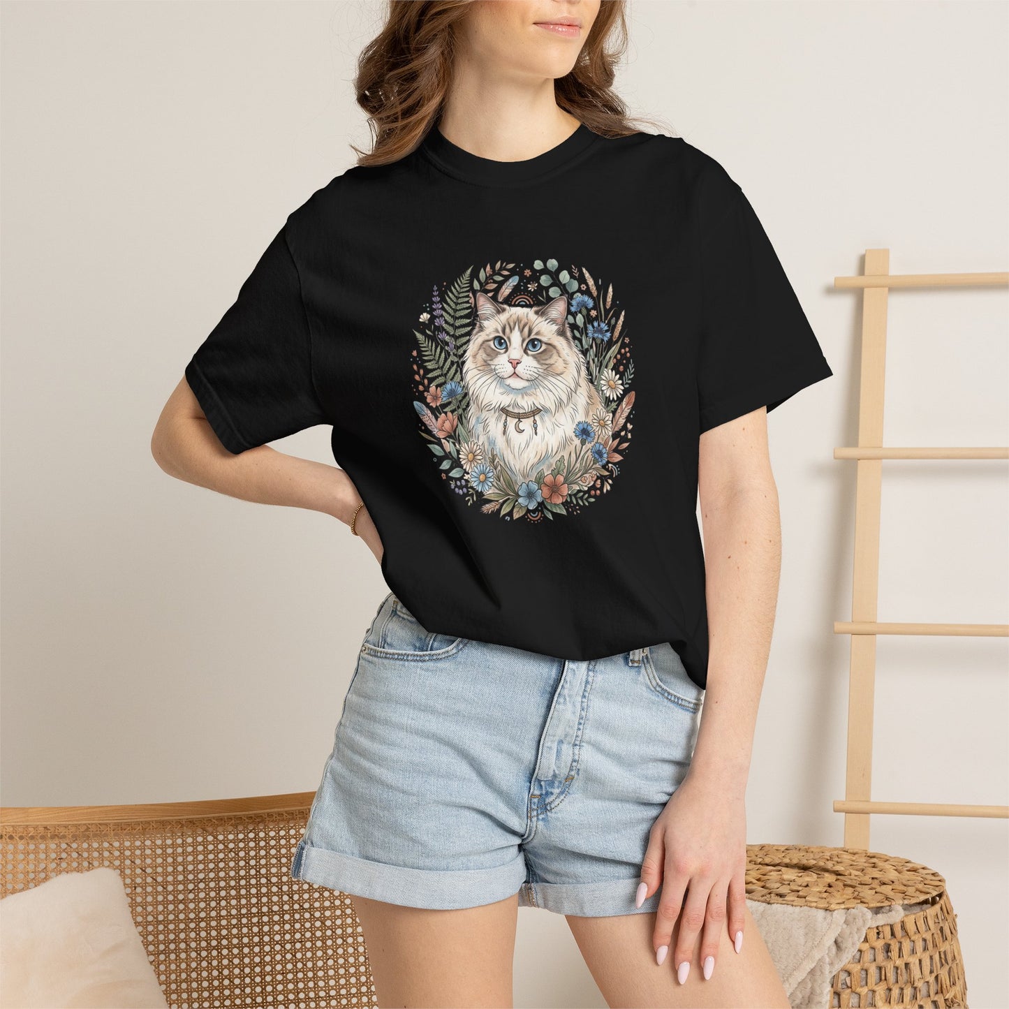 Ragdoll Cat Floral Wreath T-Shirt