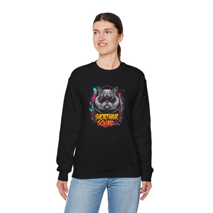 Shorthair Squad Cat Sweatshirt – Graphic Crewneck for Cat Lovers