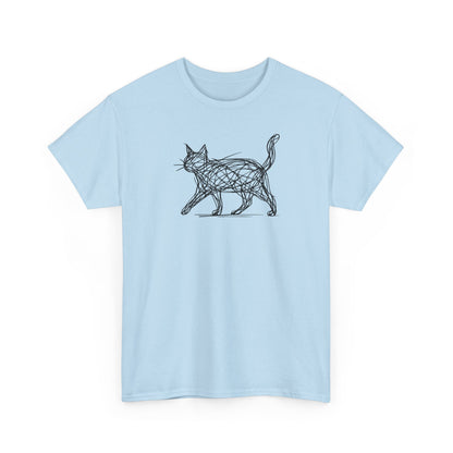 Bengal Cat Line Art T-Shirt — Minimalist Walking Cat Graphic Tee
