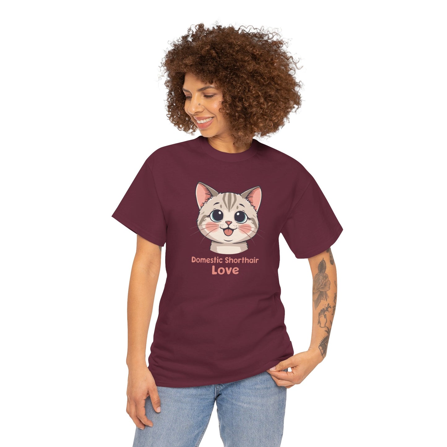 Domestic Shorthair Cat Love T-Shirt — Cute Kitten Graphic Tee