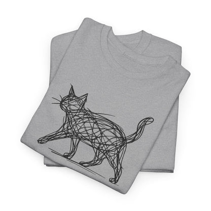 Bengal Cat Line Art T-Shirt — Minimalist Walking Cat Graphic Tee