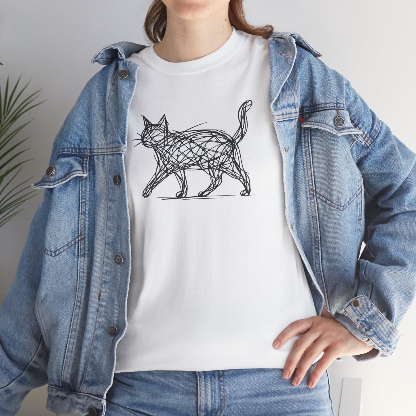 Bengal Cat Line Art T-Shirt — Minimalist Walking Cat Graphic Tee