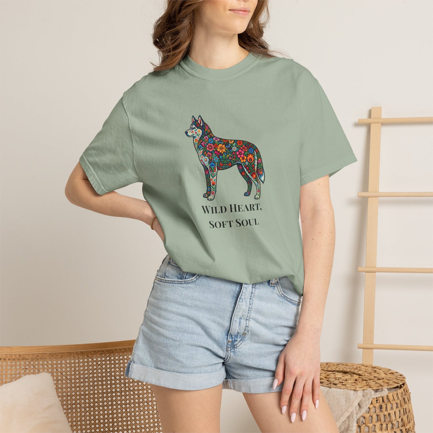 Floral Husky T-Shirt- "Wild Heart, Soft Soul" Graphic Tee