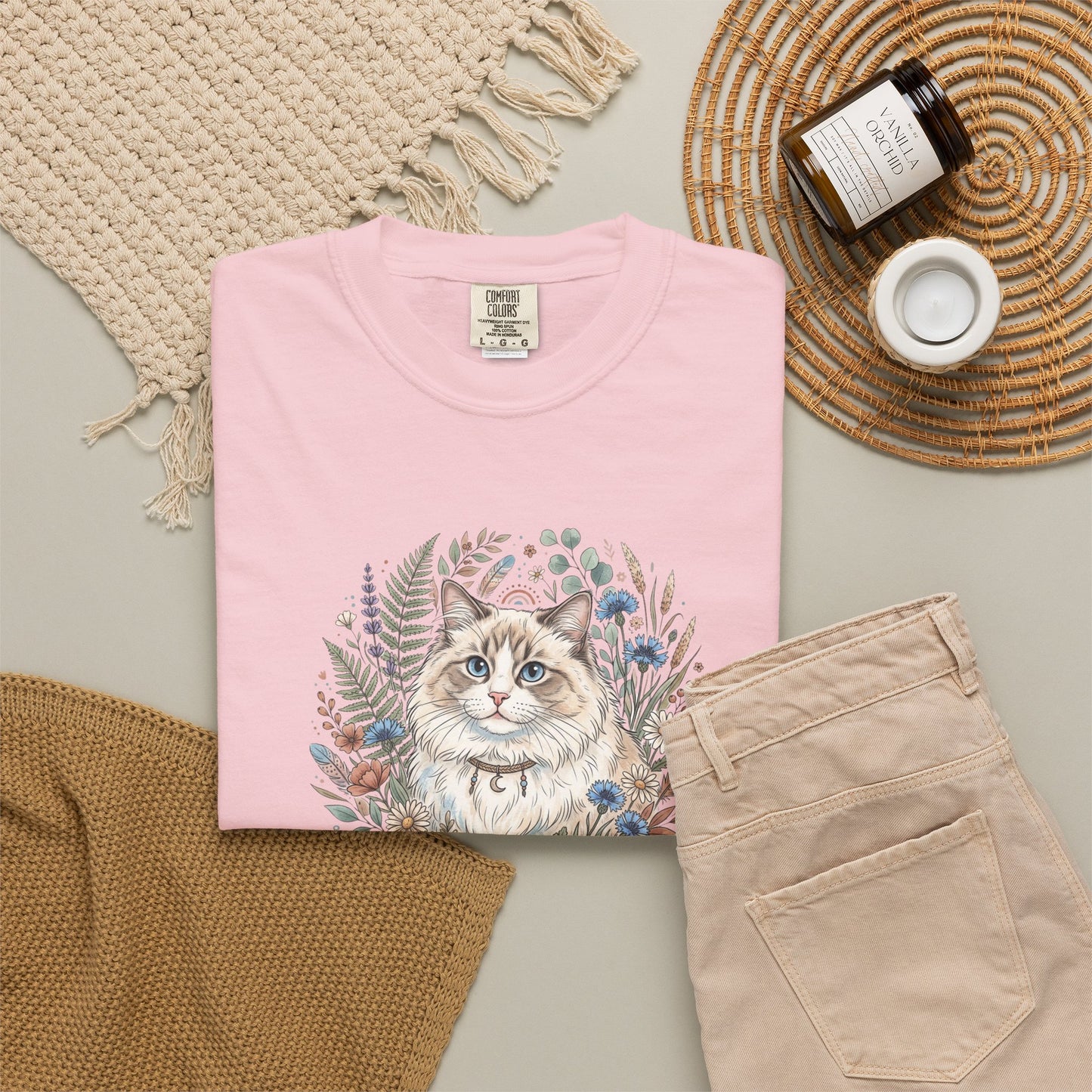 Ragdoll Cat Floral Wreath T-Shirt