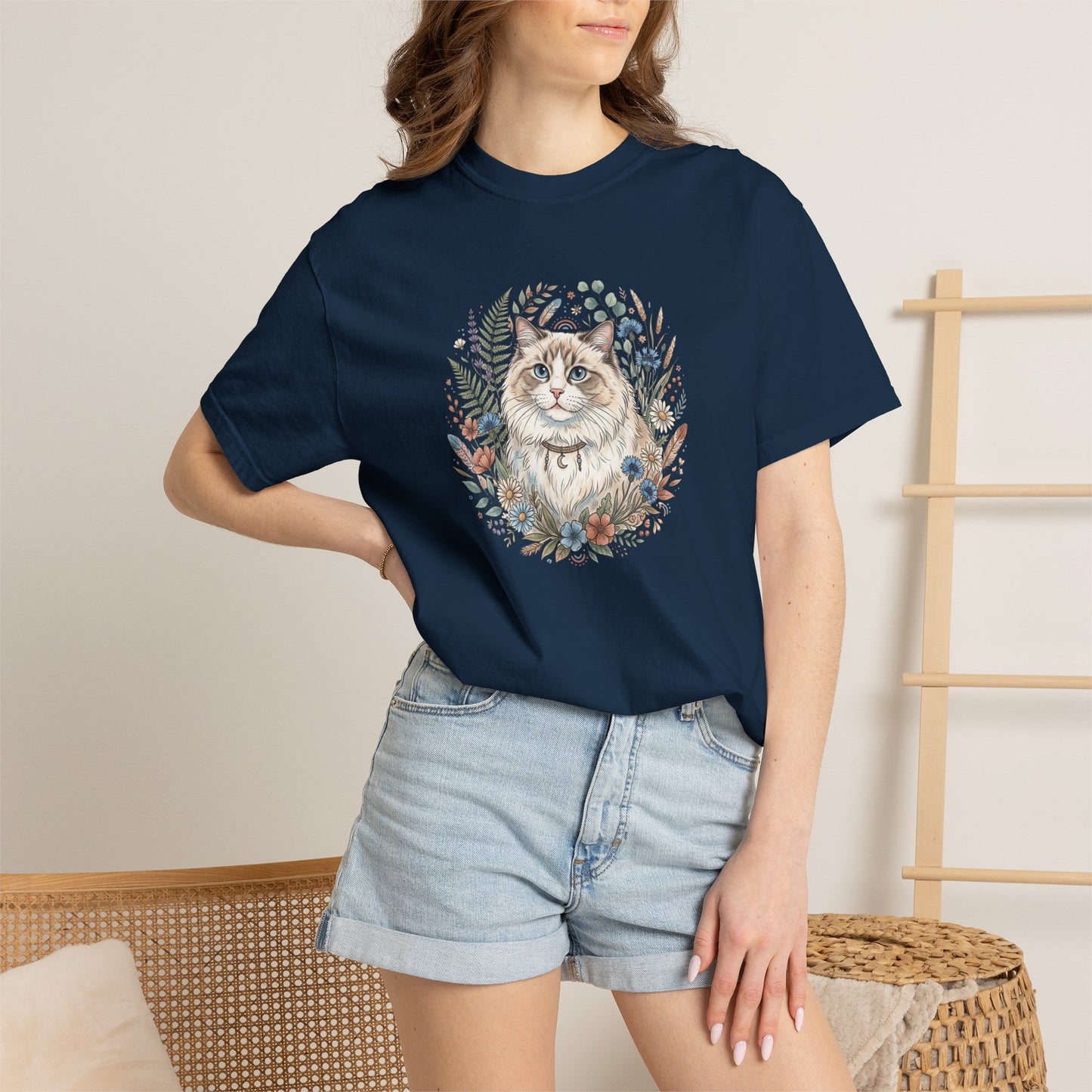Ragdoll Cat Floral Wreath T-Shirt