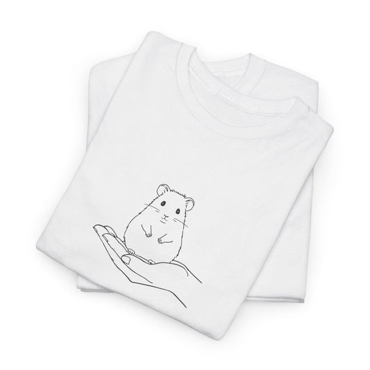Hamster In Hand Tee - Minimal Cute Pet Illustration T-Shirt