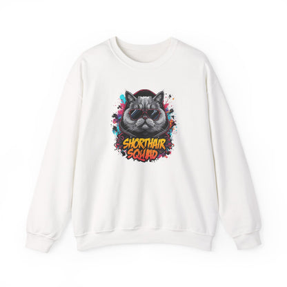 Shorthair Squad Cat Sweatshirt – Graphic Crewneck for Cat Lovers