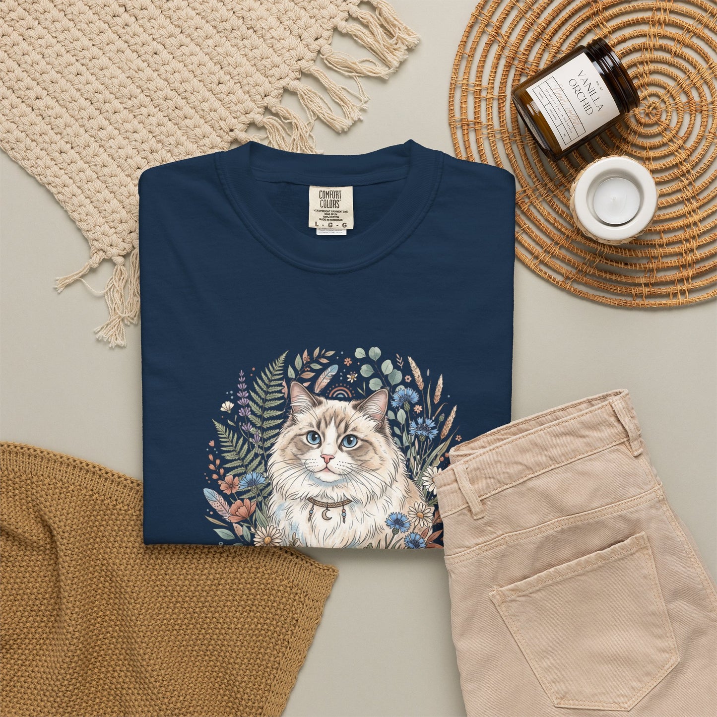Ragdoll Cat Floral Wreath T-Shirt
