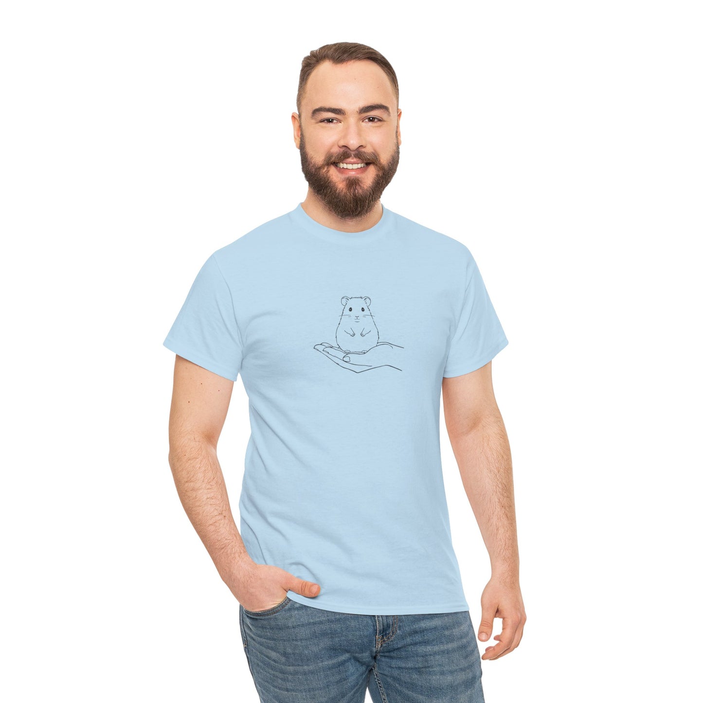 Hamster In Hand Tee - Minimal Cute Pet Illustration T-Shirt