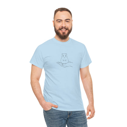 Hamster In Hand Tee - Minimal Cute Pet Illustration T-Shirt