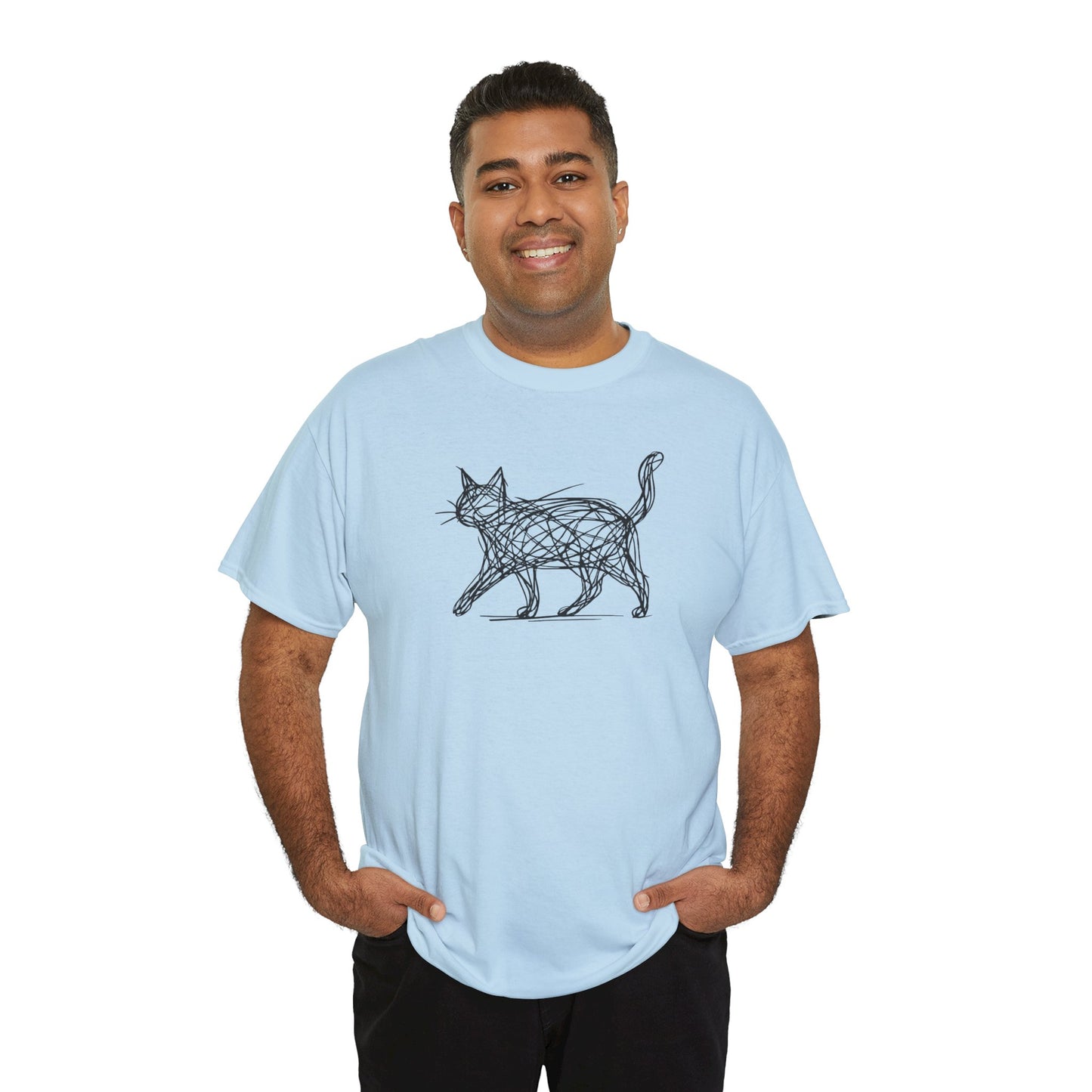 Bengal Cat Line Art T-Shirt — Minimalist Walking Cat Graphic Tee