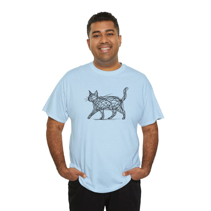 Bengal Cat Line Art T-Shirt — Minimalist Walking Cat Graphic Tee