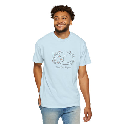Cat Nap T-Shirt — "Nap Peer Repose" Cute Sleeping Cat Graphic Tee
