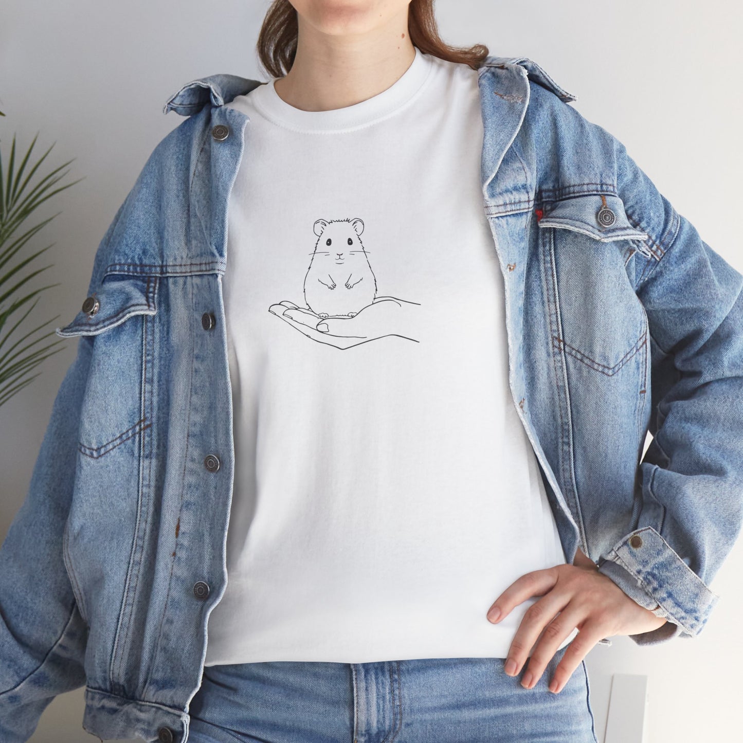 Hamster In Hand Tee - Minimal Cute Pet Illustration T-Shirt