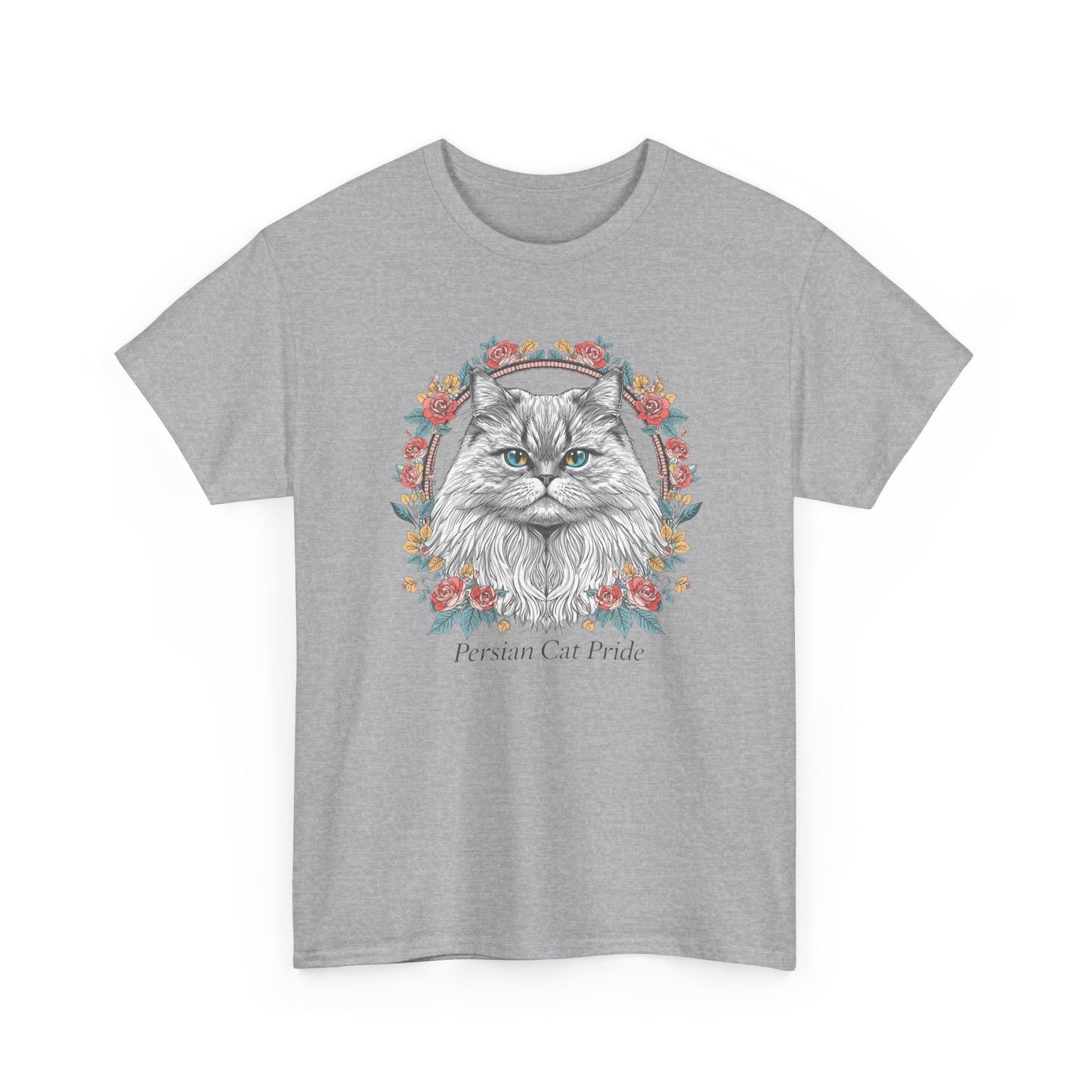Cat Portrait Tee — "Purrson of Power" Floral Maine Coon Graphic T-Shirt